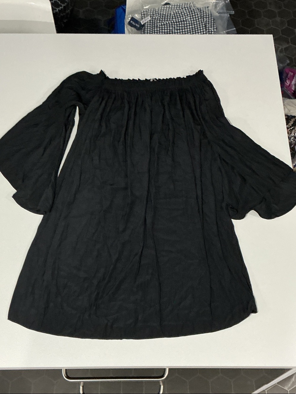 Lola & Sophie Black Off-Shoulder Bell Sleeve Tunic